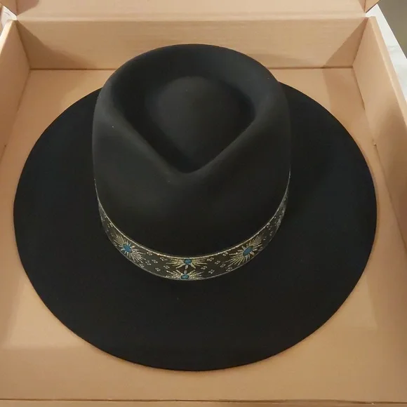 LACK OF COLOR THE PHOENIX FEDORA HAT BLACK SIZE 57CM(M) - Picture 6 of 15